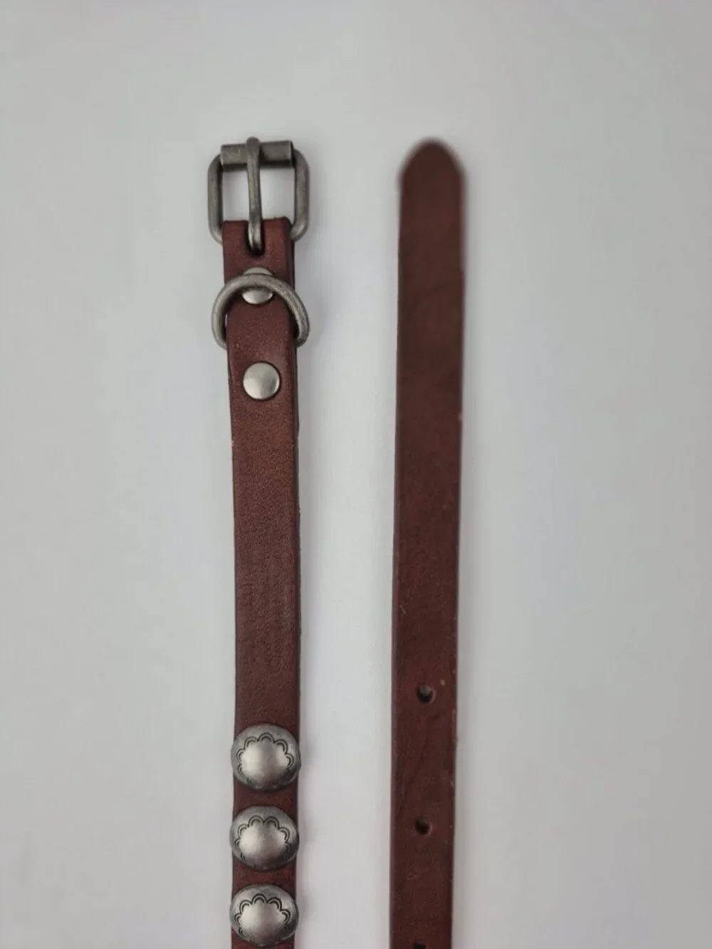 Vintage Eddie Bauer Brown Leather Concho Belt Silver Tone Dome Conchos Sz Large